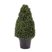NATURE SPRING Artificial Boxwood Topiary 3-inch Tower Style Faux Plant in Sturdy Pot for Indoor/Outdoor Home Decor 146000MSG